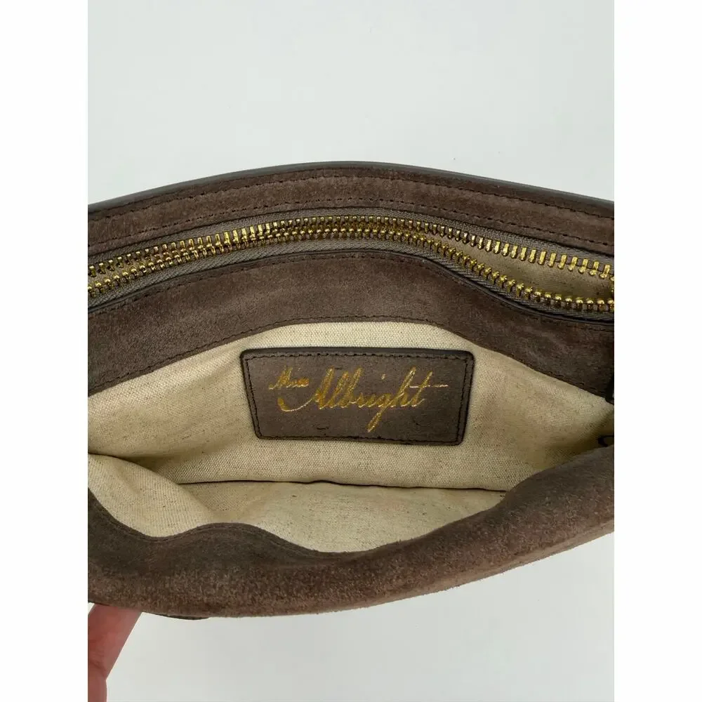 Miss Albright suede leather clutch brown western wallet